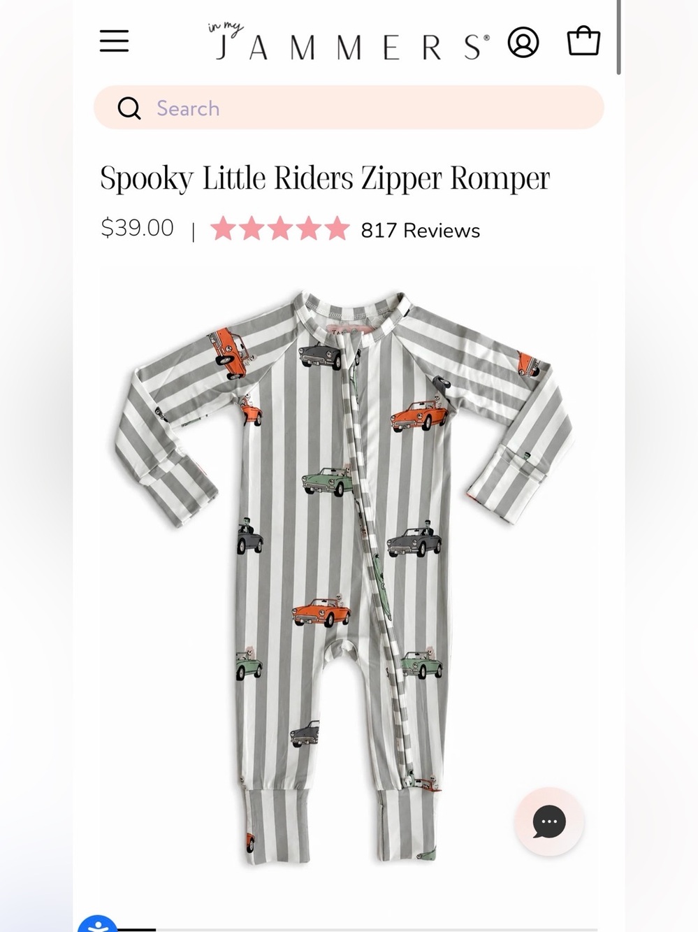 NWOT! In My Jammers Spooky Little Riders Zipper Romper - 12-18 Months!